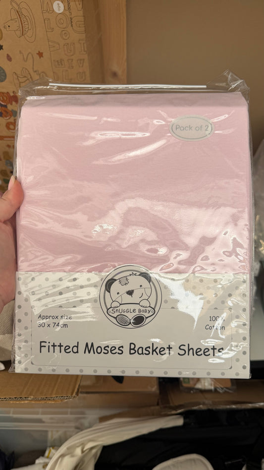 Snuggle Baby Fitted Moses basket sheets - Pink