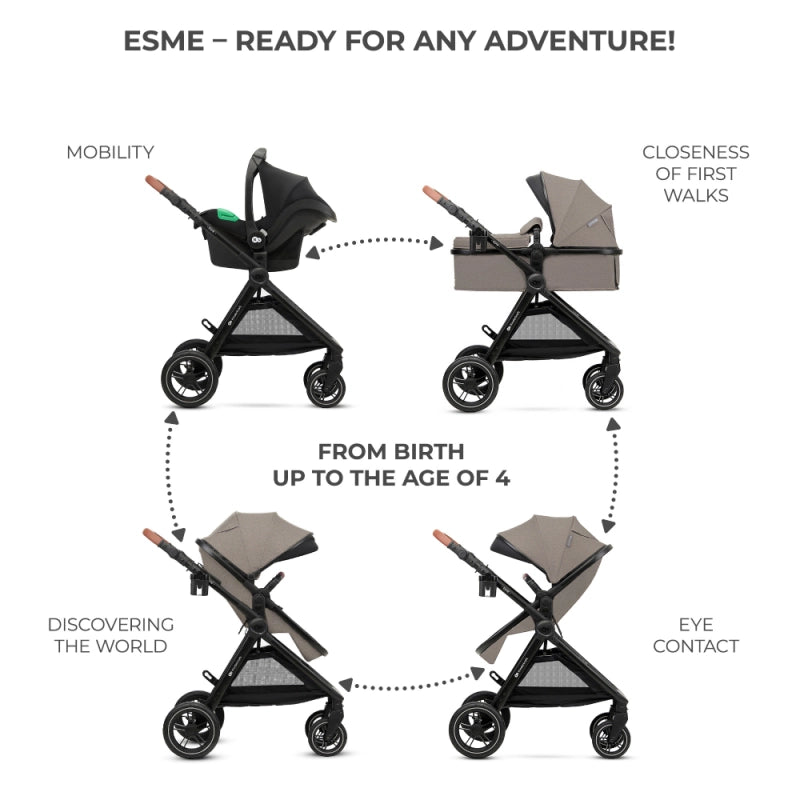 Kinderkraft Esme 3in1 Travel System With Mink Pro Car Seat - Sand Beige