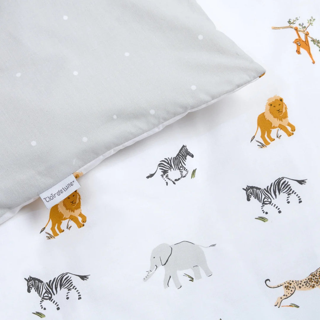 Clair De Lune Reversible Jungle Dream Cot Bed Duvet and Pillowcase Set