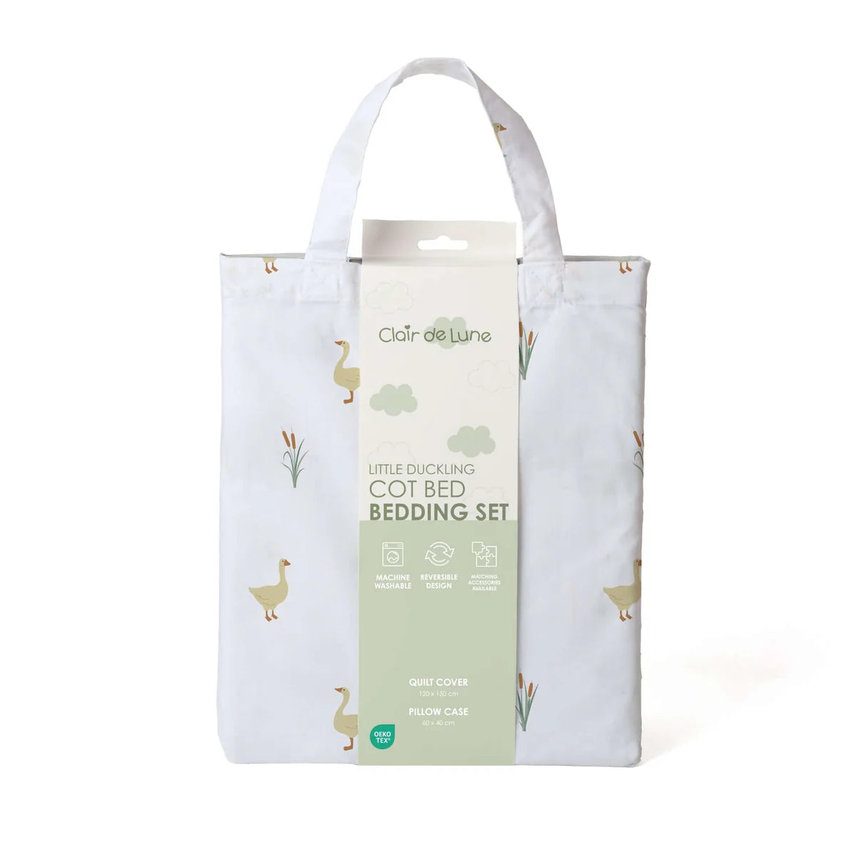 Clair De Lune Reversible Little Duckling Cot Bed Duvet Cover and Pillowcase Set