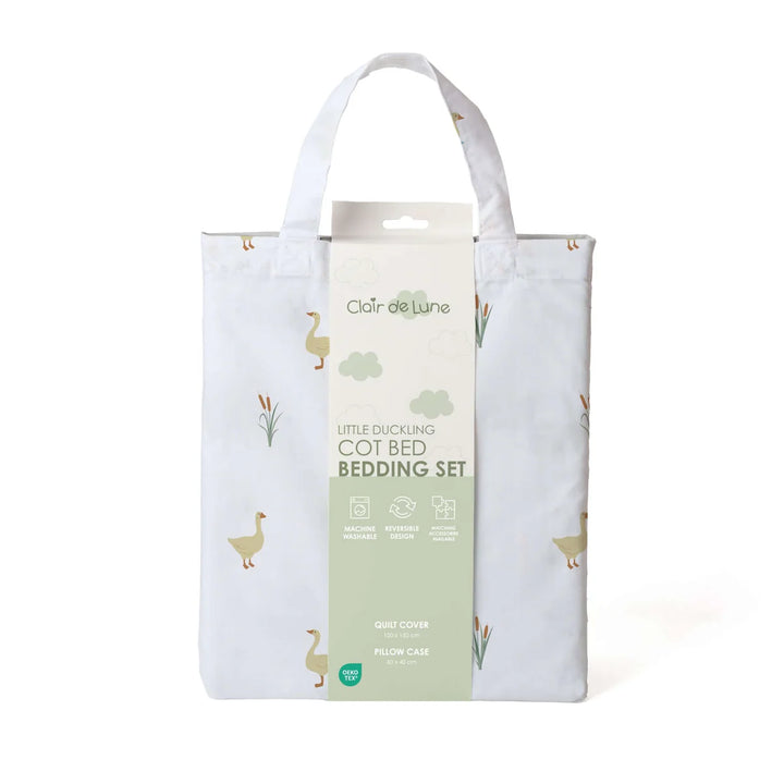 Clair De Lune Reversible Little Duckling Cot Bed Duvet Cover and Pillowcase Set