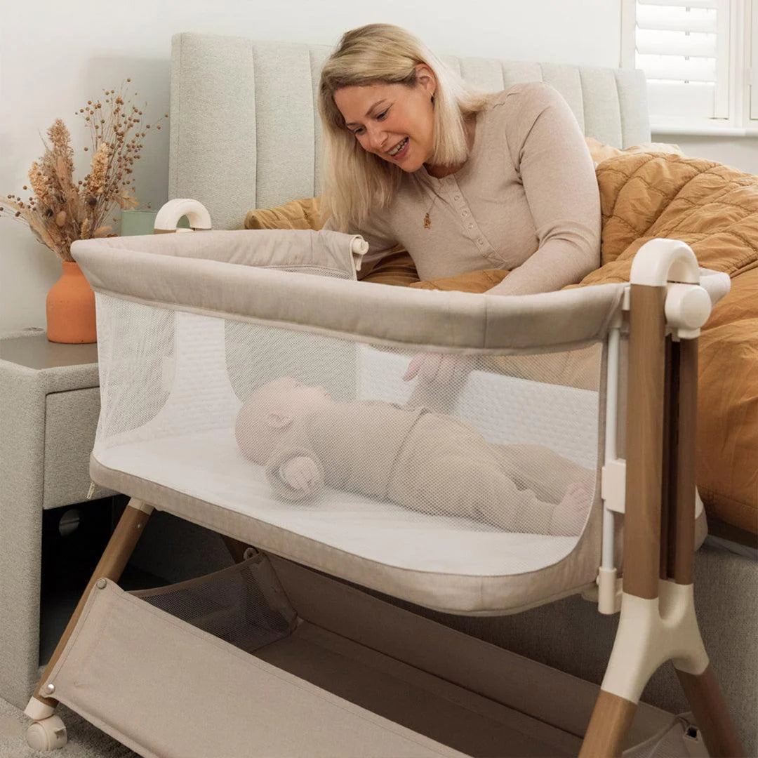 Obaby Cloud Bedside Crib - Oatmeal