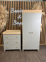 EX DISPLAY Little Acorns Malmo Changing Drawers & Wardrobe Duo - Grey/Oak COLLECTION ONLY