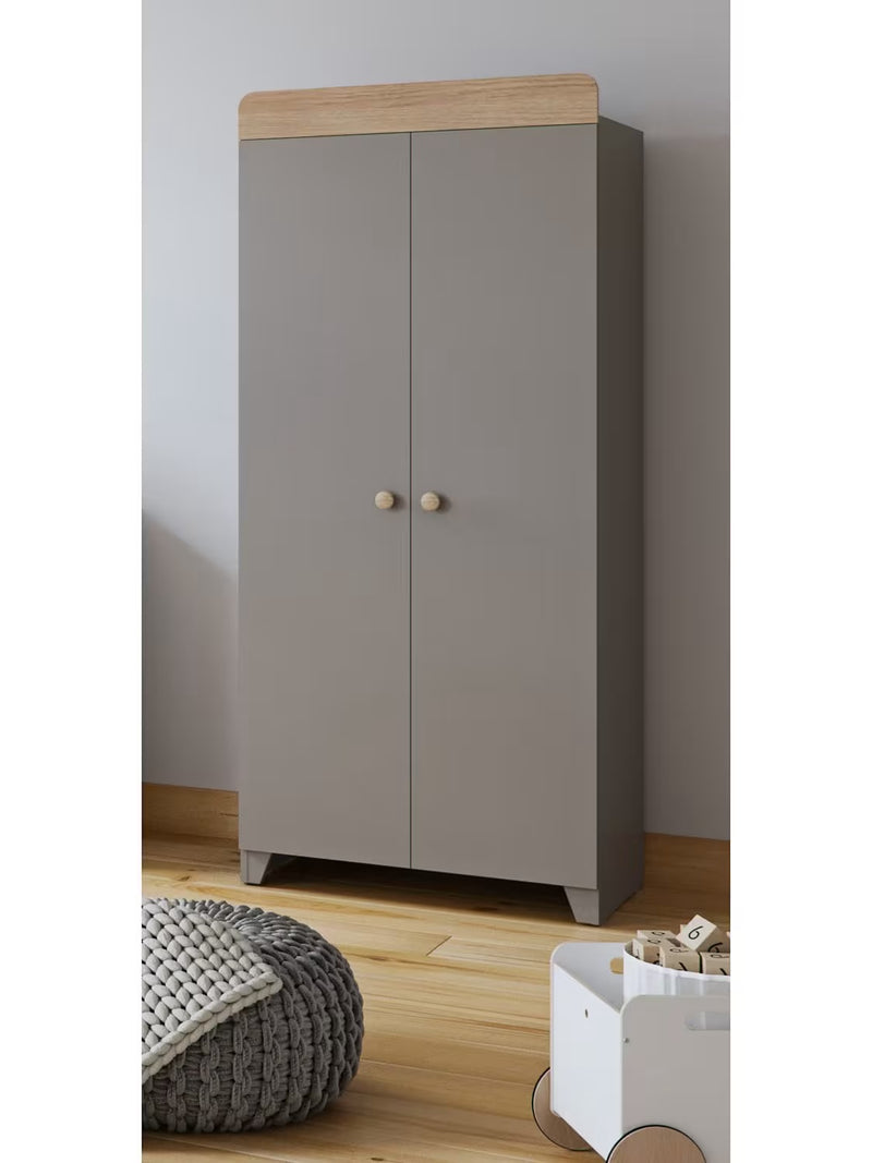 EX DISPLAY Little Acorns Malmo Changing Drawers & Wardrobe Duo - Grey/Oak COLLECTION ONLY