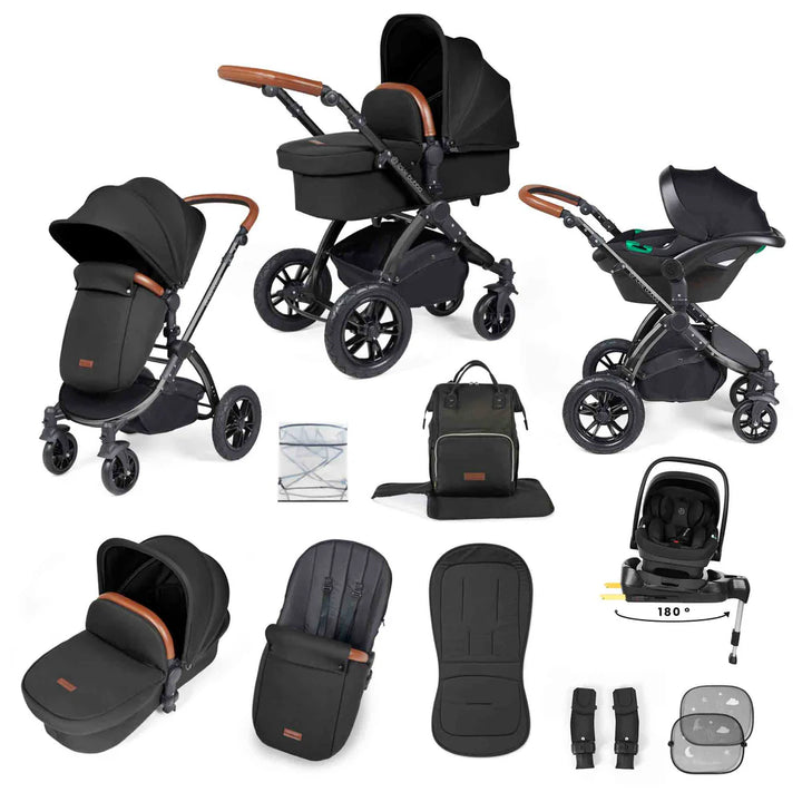 Ickle Bubba Stomp Luxe 12 Piece Travel System Inc I-Size Nimbus Spin Car Seat + Isofix Base