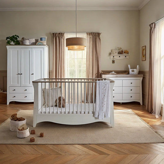 CuddleCo Clara Luxe 3 Piece Furniture Set - White & Ash