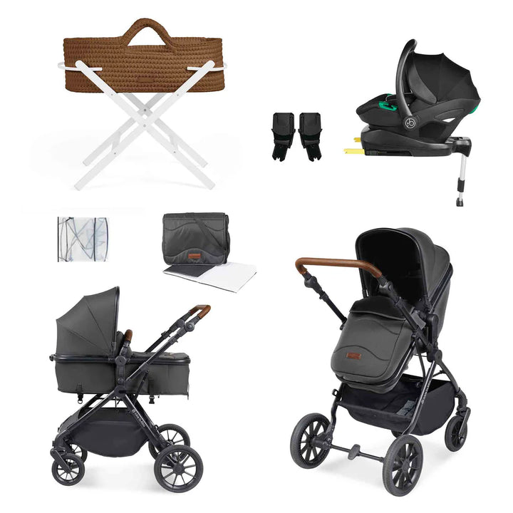 Ickle Bubba Cosmo All In One I-Size Travel System & Nova Moses Basket - Graphite