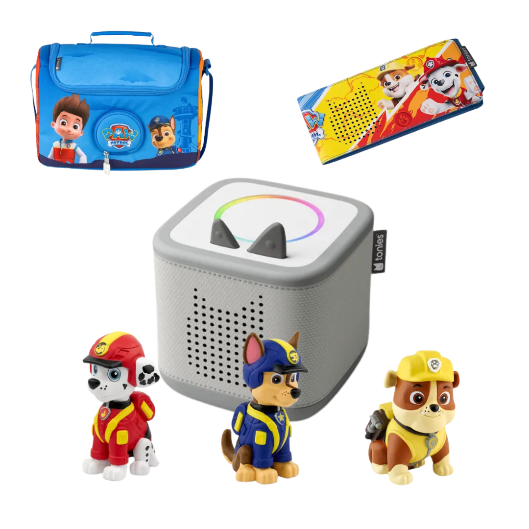 tonies Paw Patrol Bundle – Toniebox 2 + Figures + Listen & Play Bag + Sleeve