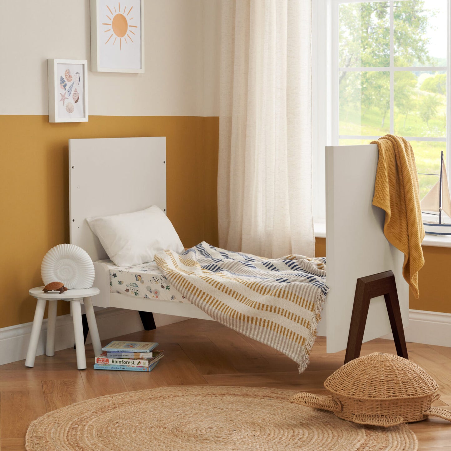 Tutti Bambini Fuori Mini 2 Piece Nursery Furniture Set – Warm Walnut/White Sand COLLECTION OR LOCAL DELIVERY ONLY