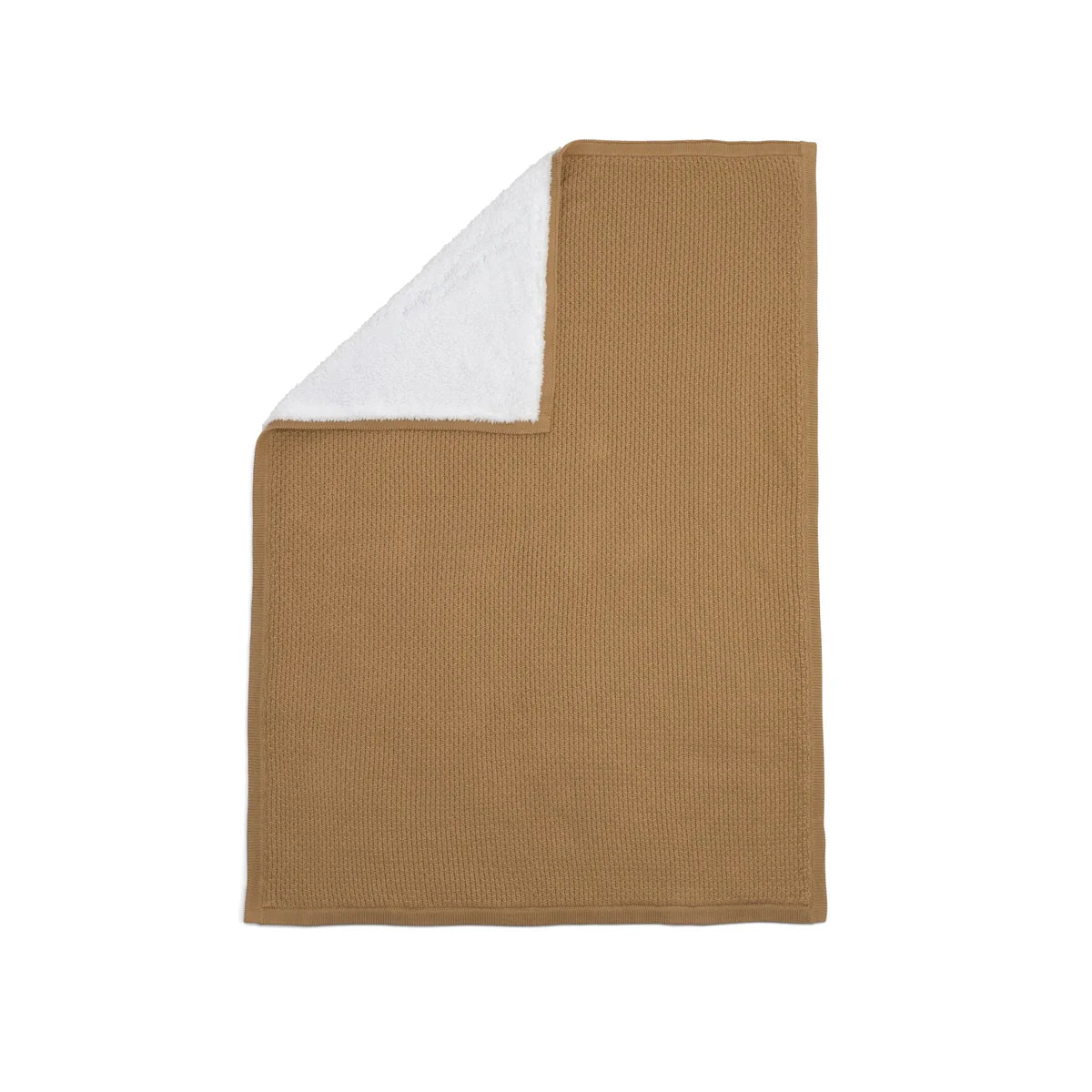 Clair De Lune Organic Knit Sherpa Blanket - Biscuit