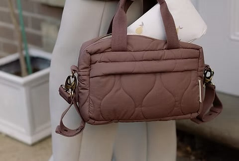 Ralphie Bear Quilted Stroller Bag - Brown/Pears Print
