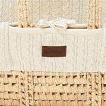 The Little Green Sheep Organic Knitted Moses Basket, Mattress & Natural Foldable Stand - Linen