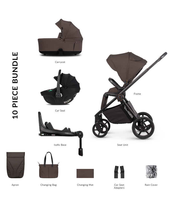 Venicci Claro2 4in1 9 Piece Luxury Travel System Bundle - Chocolate