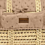 The Little Green Sheep Organic Dimple Quilted Moses Basket, Mattress & Walnut Rocking Stand - Truffle