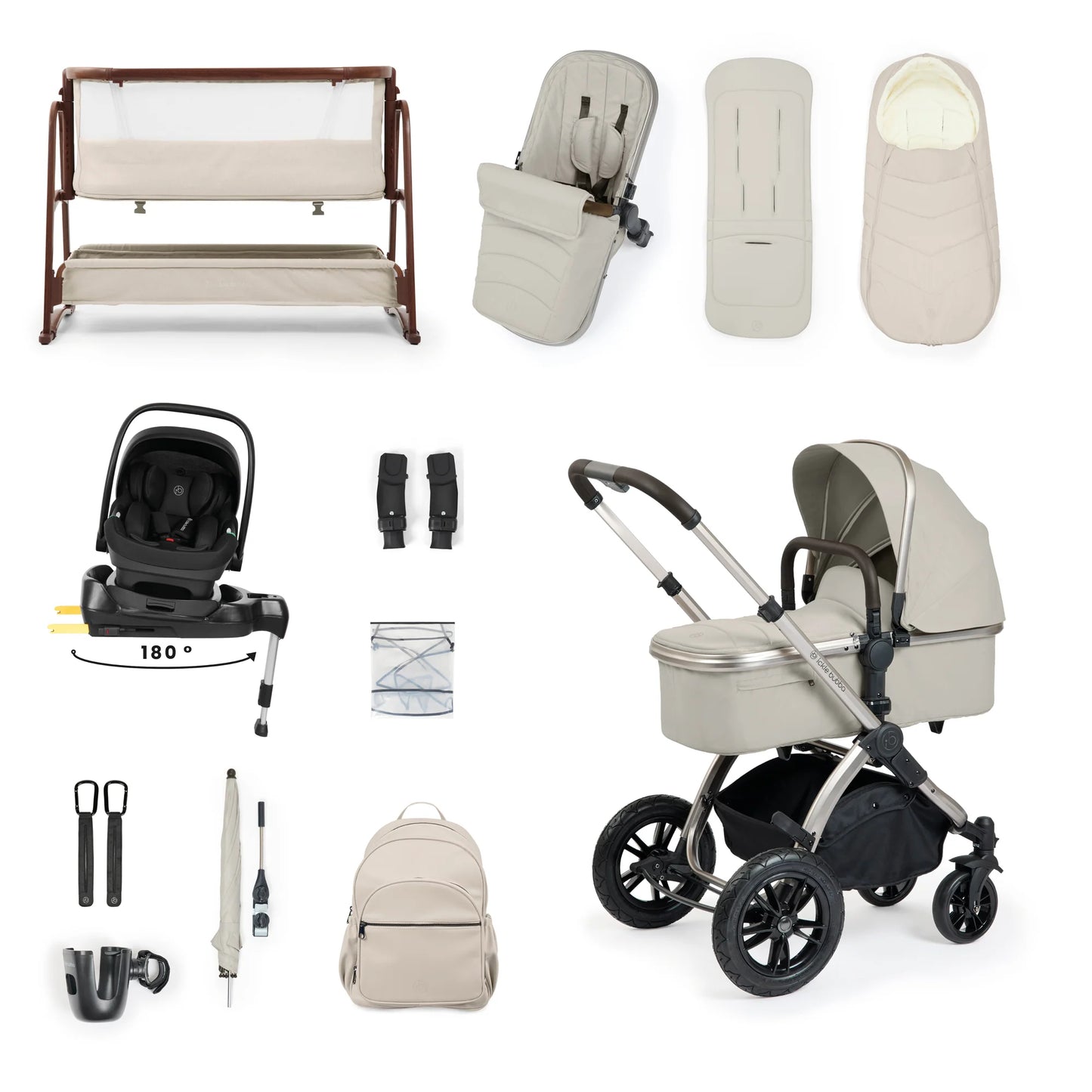 Ickle Bubba Stomp Luxe Elements Edition 17 Piece Bundle Inc Bubba Crib - Moonbeam