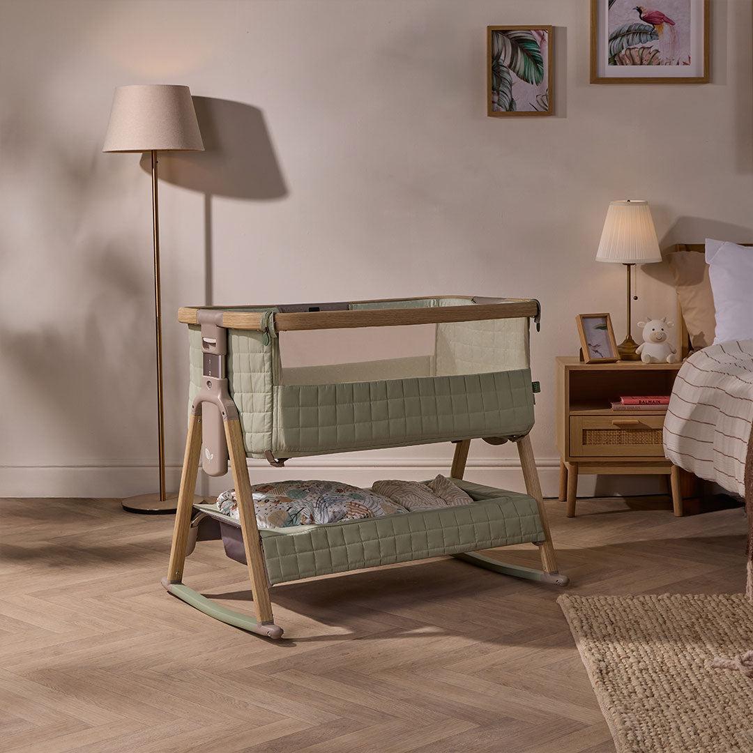 Tutti Bambini Cozee Sense Bedside Crib - Drifted Oak/Eucalyptus