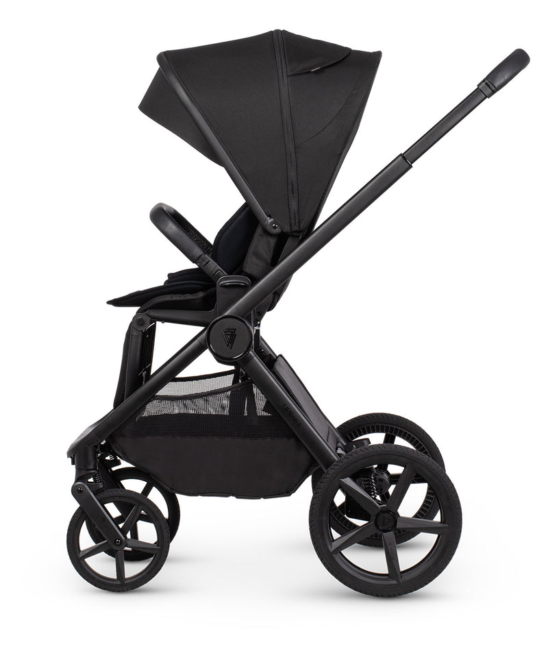 Venicci Upline3 Travel System Inc Tiago Car Seat & 360 Base 13 Piece Luxury Bundle - Onyx