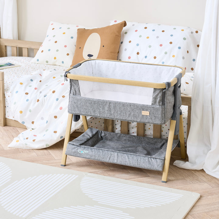 Tutti Bambini CoZee Mini Me Play Crib - Oak & Charcoal