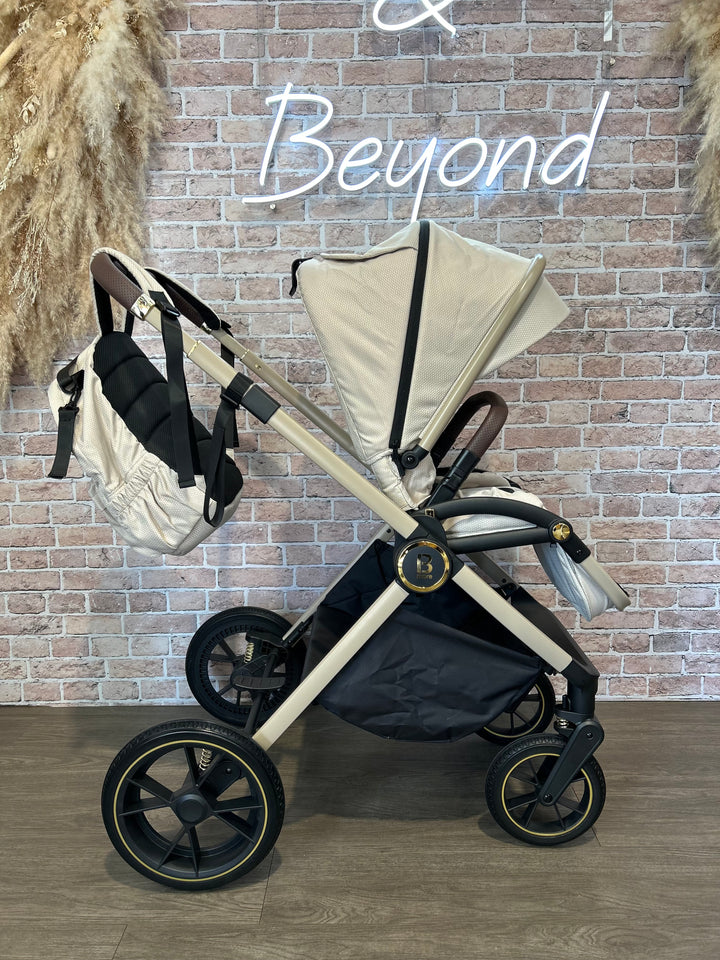 EX DISPLAY Babymore Kai Travel System Pecan with Base - Sandstone