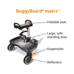 Lascal BuggyBoard Maxi Plus - Black with Grey Saddle