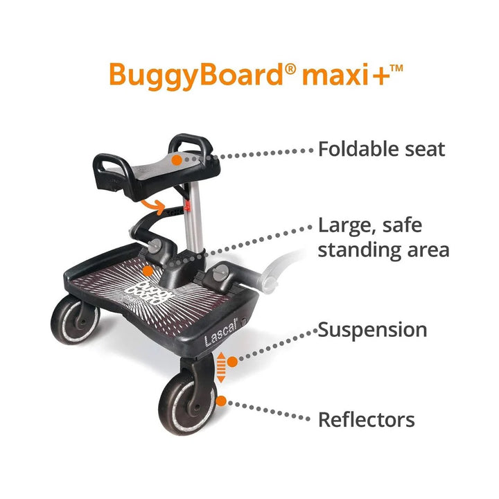 Lascal BuggyBoard Maxi Plus - Black with Grey Saddle