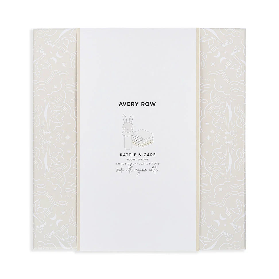 Avery Row Rattle & Care New Baby Gift Set - Chamomile