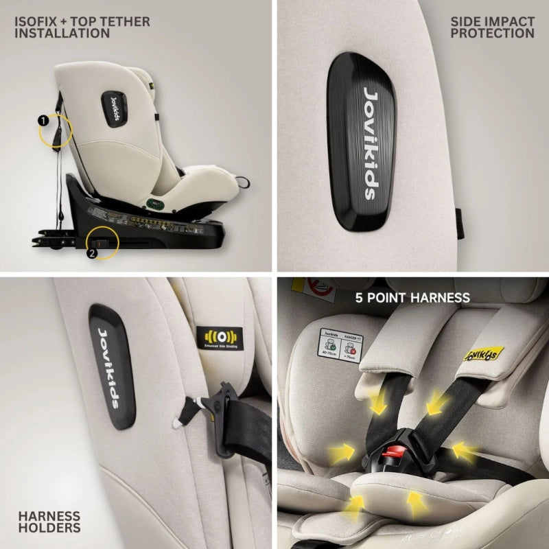JoviKids Ranger TT 360 Spin All-Stage i-Size Car Seat – Milkstone