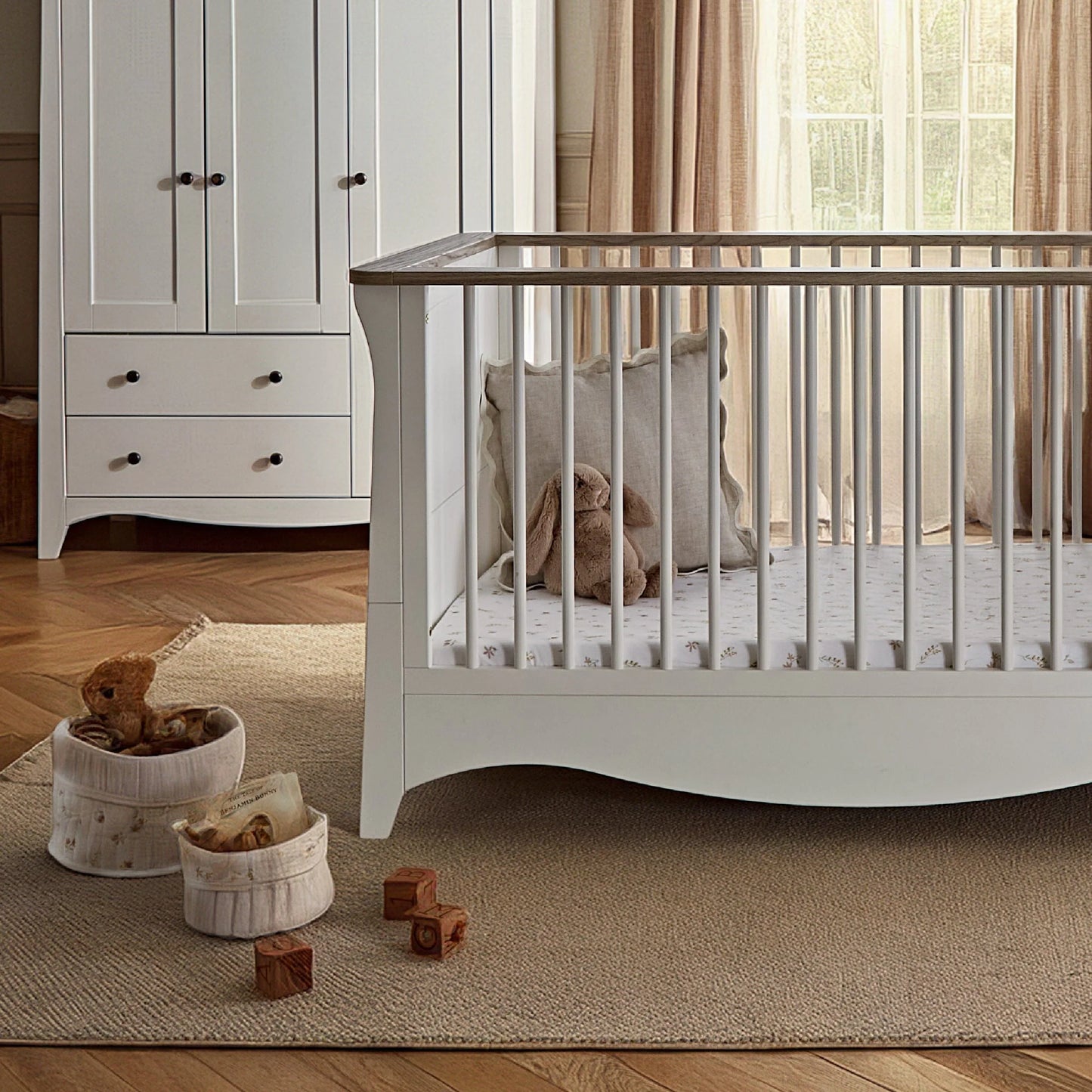 CuddleCo Clara Luxe 2 Piece Furniture Set - White & Ash