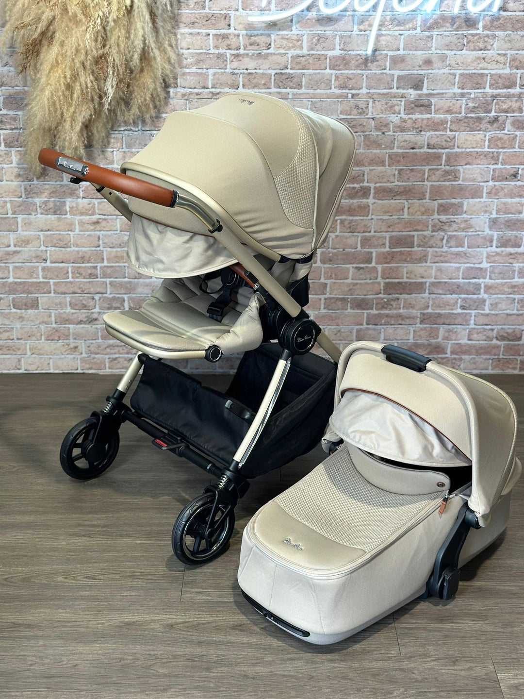 PRE LOVED Silver Cross Dune Pushchair & Compact Folding Carrycot - Stone