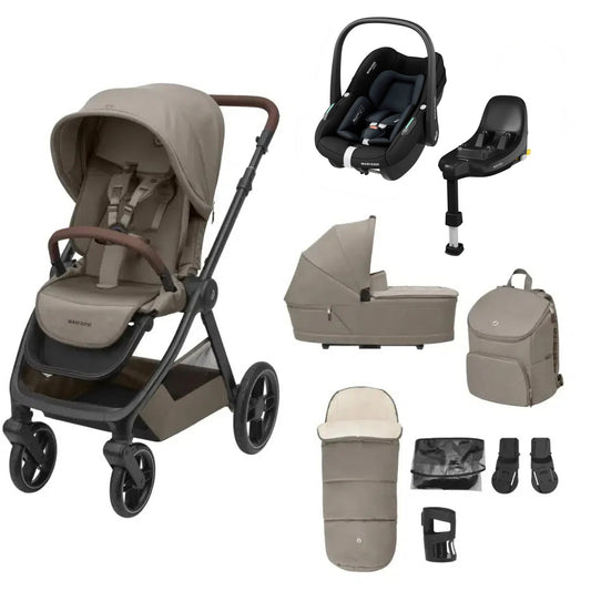 Maxi-Cosi Oxford Travel System Bundle Inc Pebble S Car Seat & Isofix Base - Truffle
