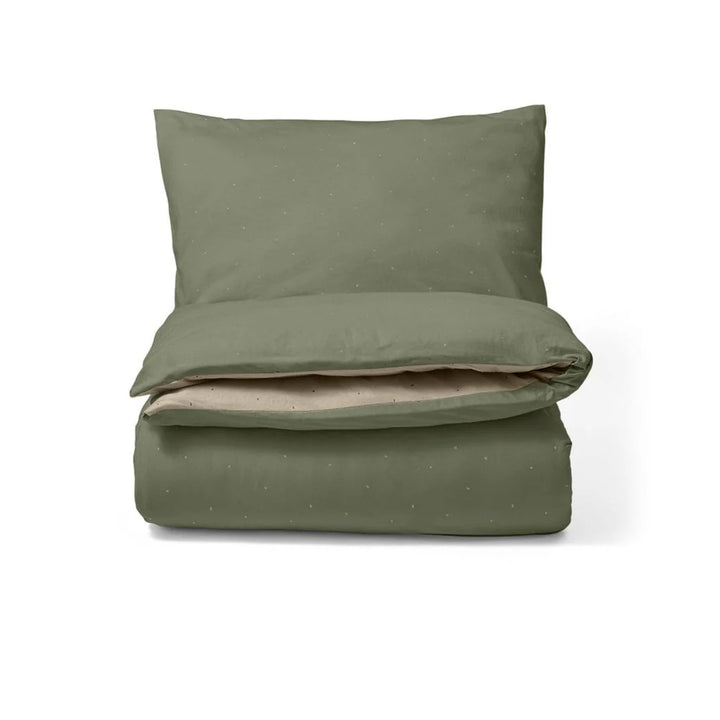 The Little Green Sheep Reversible Cot Bed Duvet Cover & Pillow Case Set - Juniper & Linen
