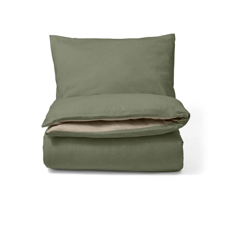 The Little Green Sheep Reversible Cot Bed Duvet Cover & Pillow Case Set - Juniper & Linen