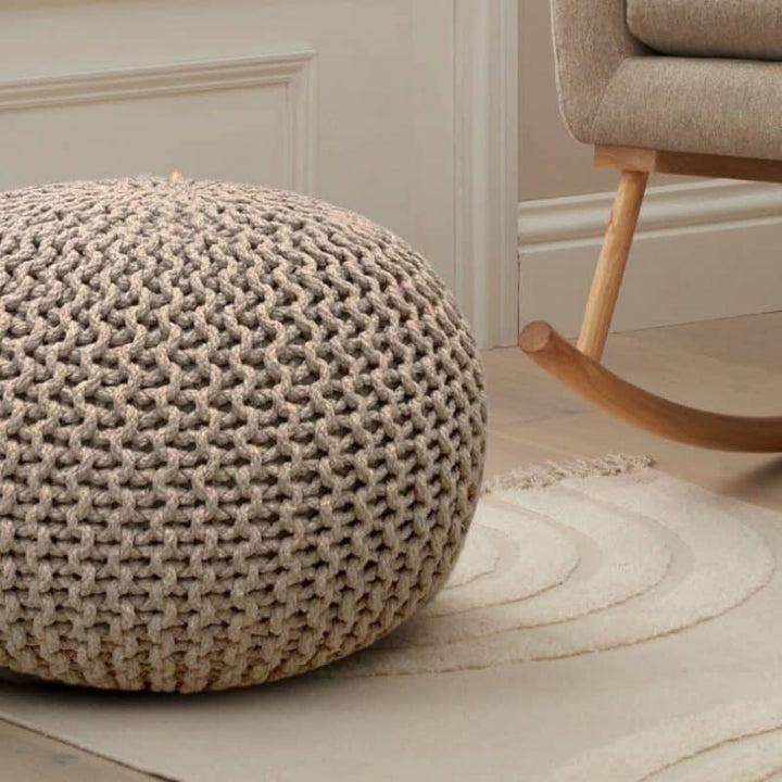 OPEN BOX Tutti Bambini Knitted Pouffe Footstool-Stone/Natural