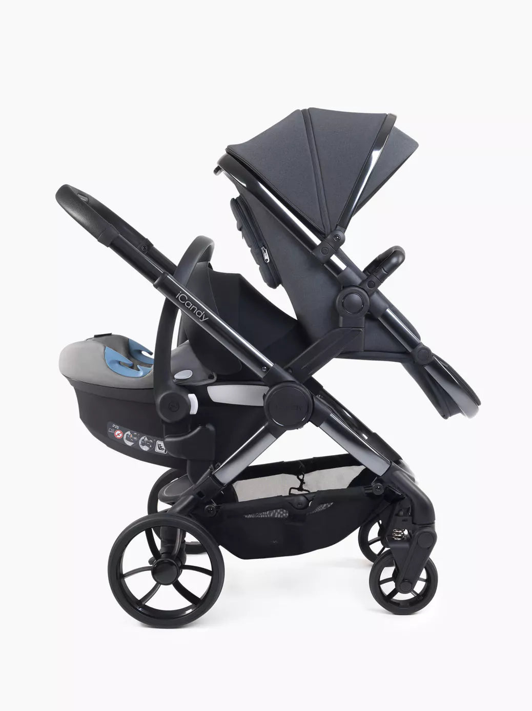 iCandy Peach 7 Double Pushchair Bundle - Phantom/Dark Grey