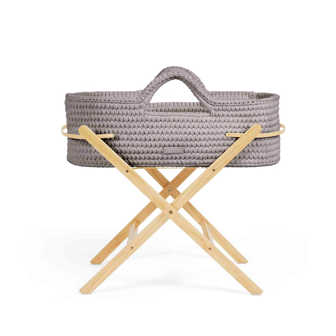Ickle Bubba Nova Crochet Moses Basket + Pine Stand - Tawny