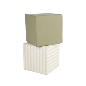 CuddleCo Soft Play Cubes 2 Piece - Cookie Stripe & Olive