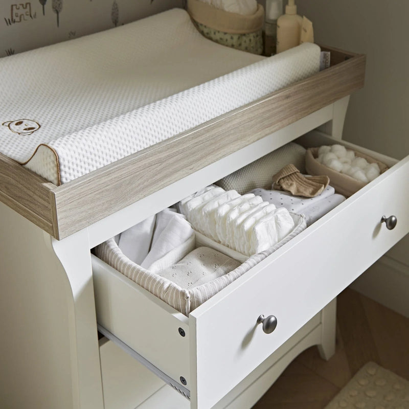 CuddleCo Clara 3 Piece Nursery Furniture Set  - White & Ash