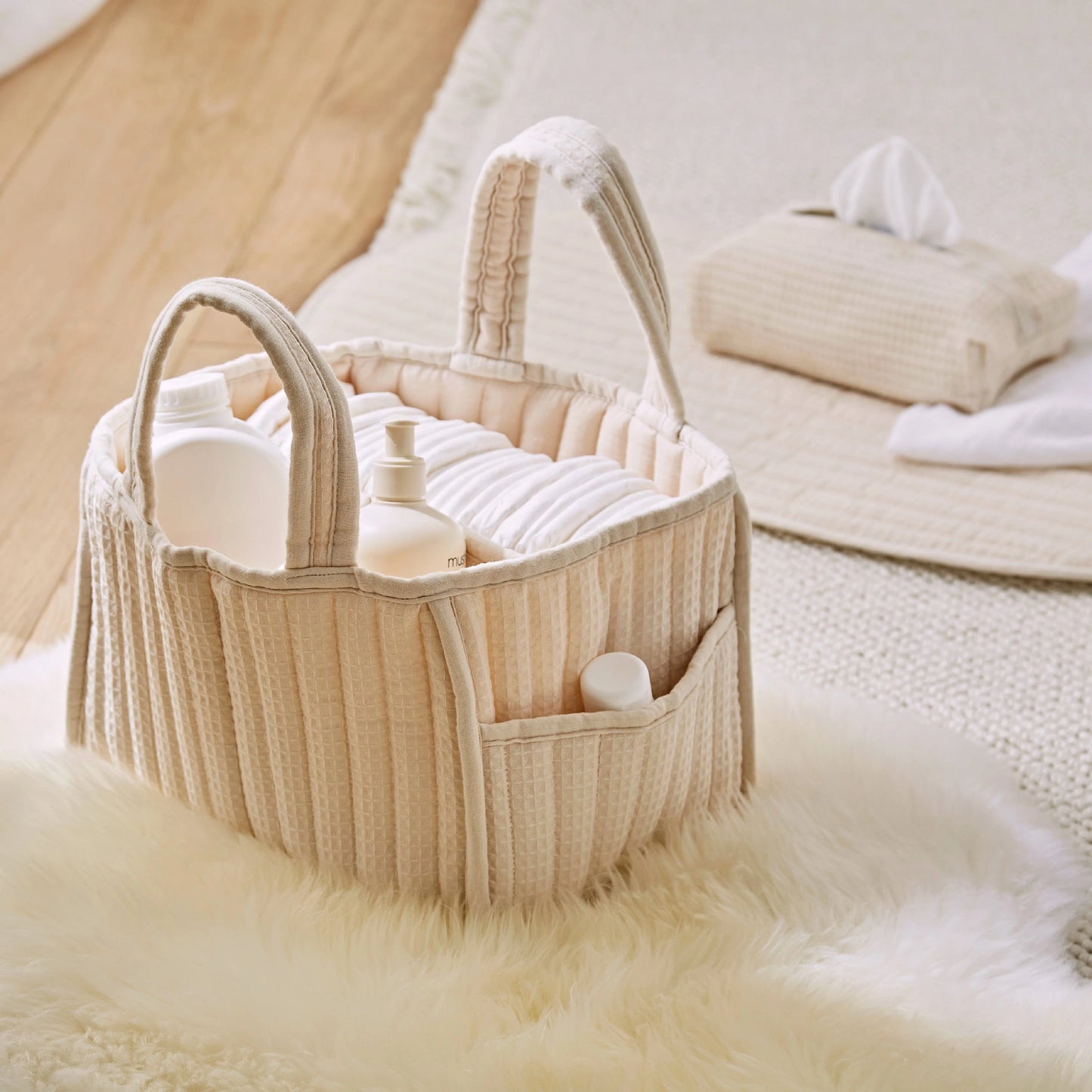 CuddleCo Nappy Caddy Set - Cashmere Waffle