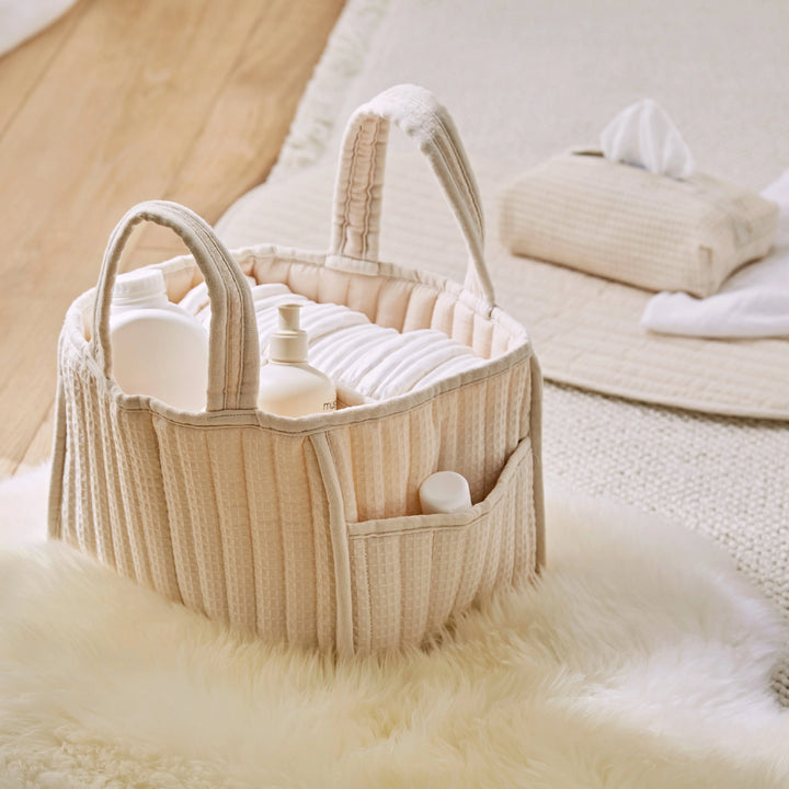 CuddleCo Nappy Caddy Set - Cashmere Waffle