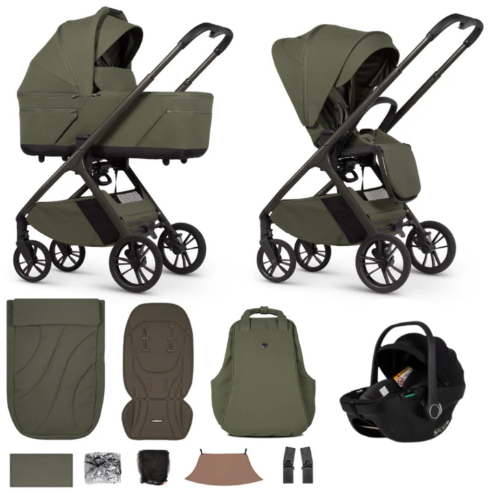 Venicci Tila 13 Piece Luxury Tiago Travel System Bundle - Olive