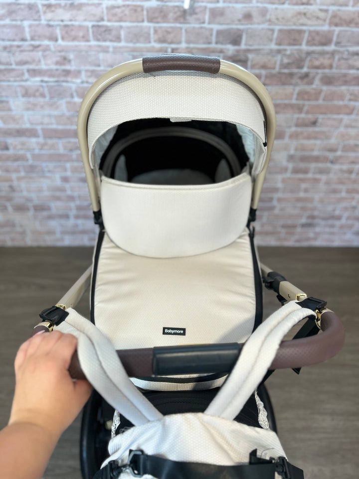 EX DISPLAY Babymore Kai Travel System Pecan with Base - Sandstone