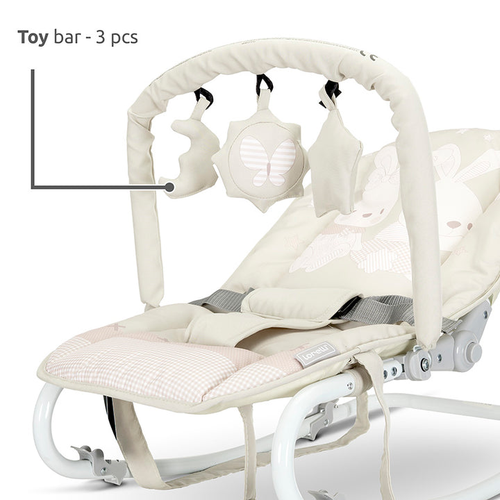 Lorelli Aspen 3in1 Travel System Bundle with Aria Luxe Car Seat, Millie Crib, Eliza Bouncer & Bonbon Highchair - Black/Beige