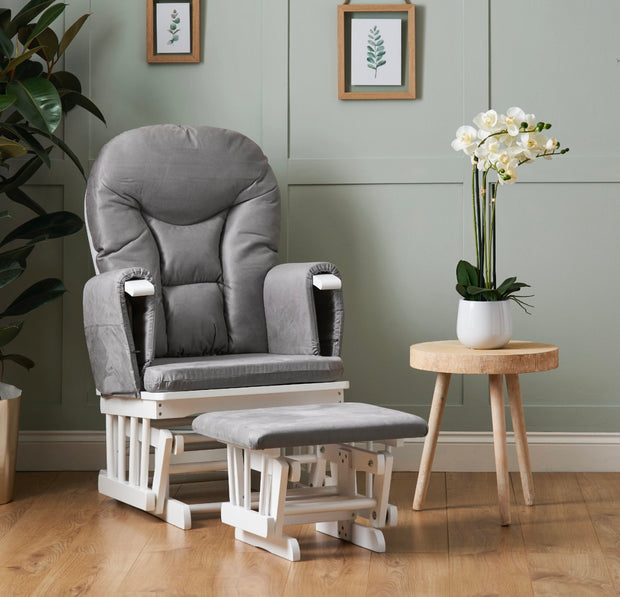 Obaby Reclining Glider Chair and Stool - Grey