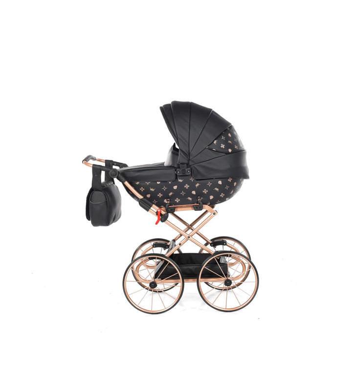 Junama Imperial Classic Black & Gold Dolls Pram