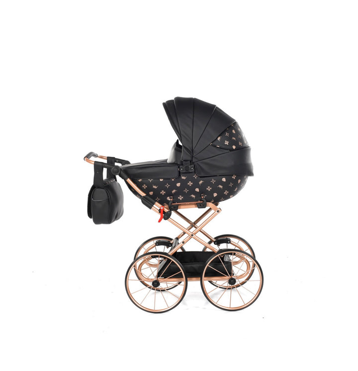 Junama Imperial Classic Black & Gold Dolls Pram