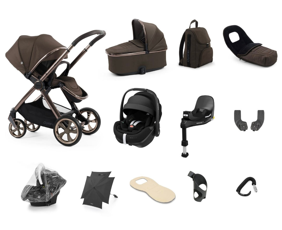 Oyster4 Travel System Bundle Inc Maxi-Cosi Pebble 360 Pro2 Car Seat - Chocolate Velvet
