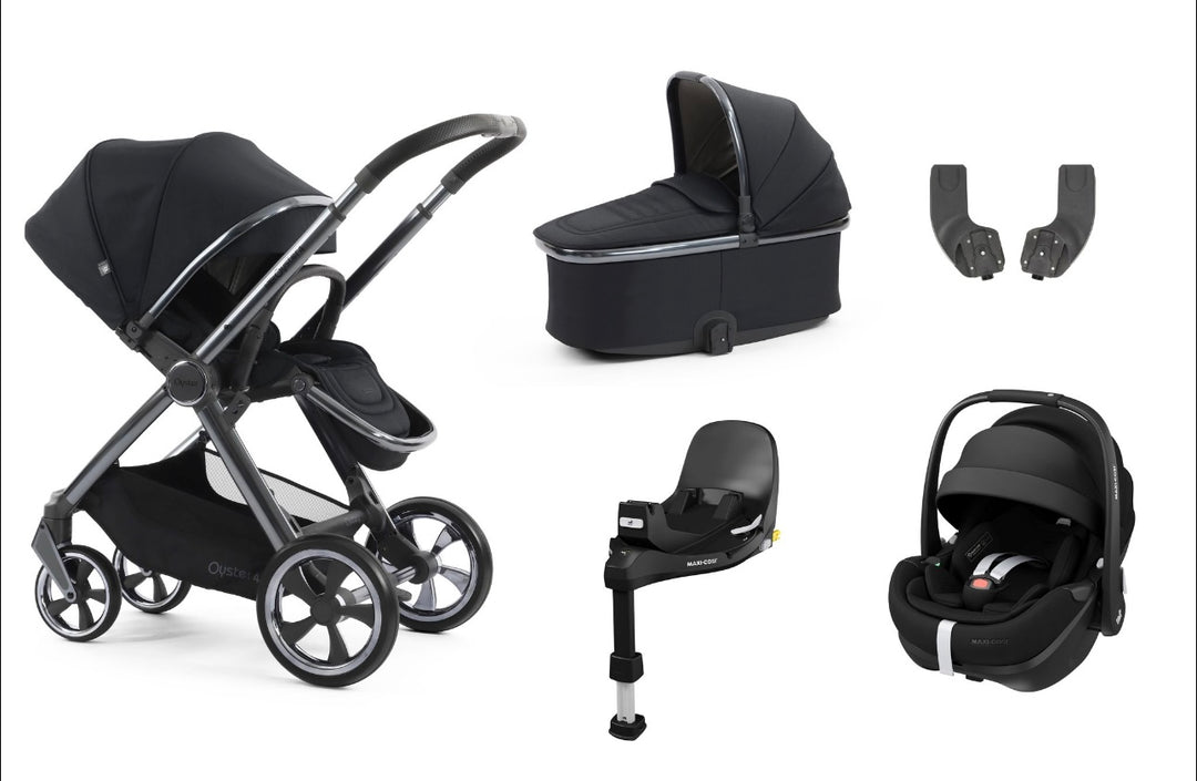 Oyster4 Travel System Bundle Inc Maxi-Cosi Pebble 360 Pro2 Car Seat - Carbonite