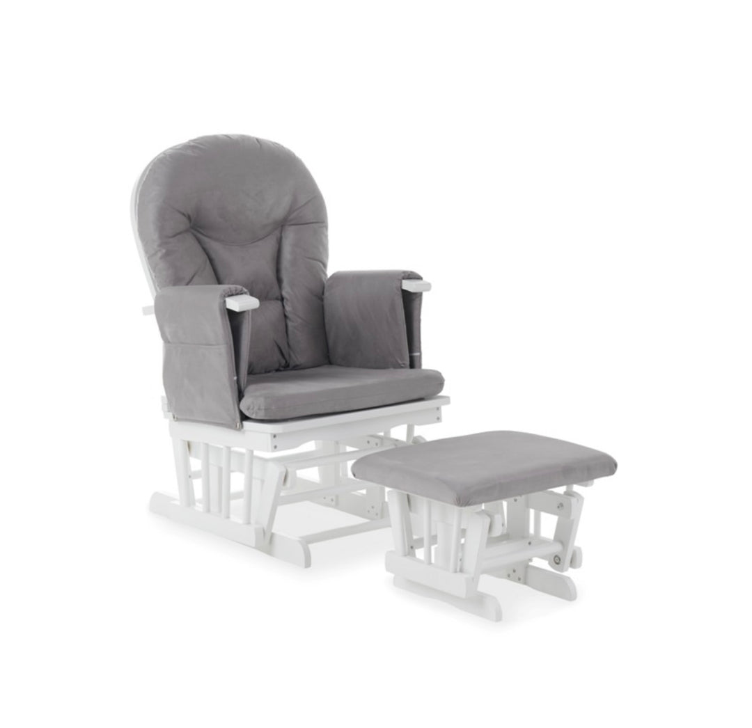 Obaby Reclining Glider Chair and Stool - Grey