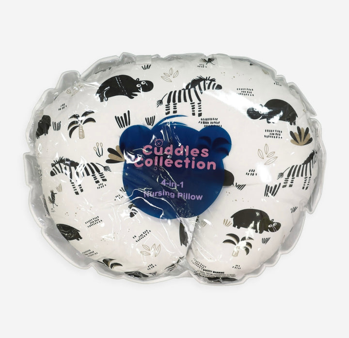 Cuddles Collection 4-in-1 Nursing Pillow – Monochrome Safari