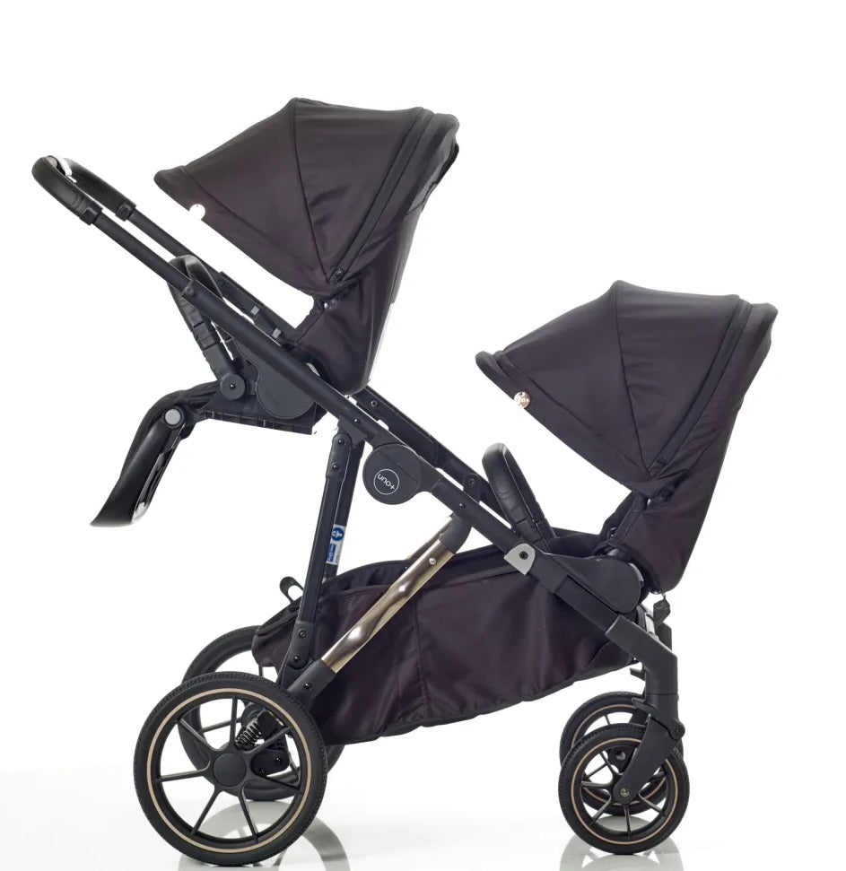 Mee-Go Uno+ Tandem Pushchair - Black/Rose